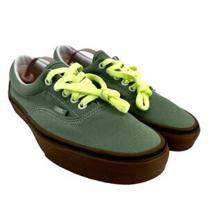 Vans Authentic Gum Sole Sneakers Skate Shoes Skater Neon Laces Green M7 W8.5